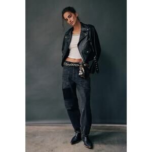 Free People We The Free Moxie Low Slung Pull On Barrel Jeans, Size 24